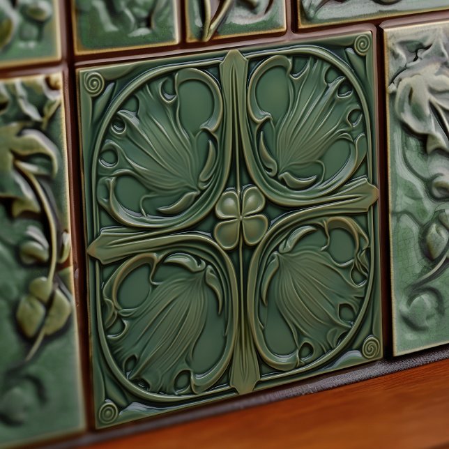 Verdant Symphony Art Nouveau Keramik Tile Fliese (Von Creator hochgeladen)