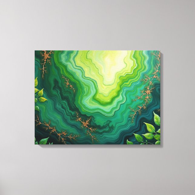 Verdant Veins – 24"x18" Jungle Flow Abstract Fluid Leinwanddruck (Vorderseite)