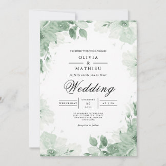 Verdant Wash Botanical Arch Wedding Einladung
