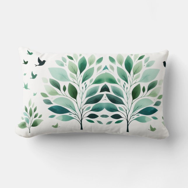Verdant Whispers Chickadee Lendenkissen (Vorderseite)