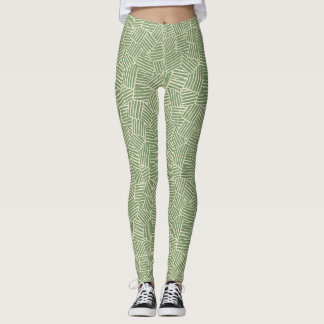 Verdant Woven Lines | Moderne Geometrie des Mittel Leggings