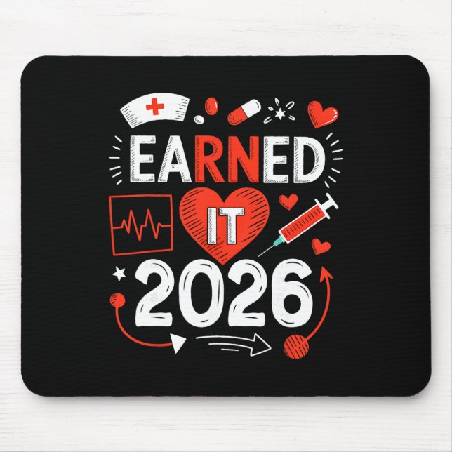 Verdient 2026 Für Krankenpfleger-Abschluss oder Rn Mousepad (Vorne)