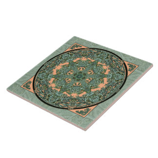 Verdigris-Blattmandala-Keramik-Fliese Fliese