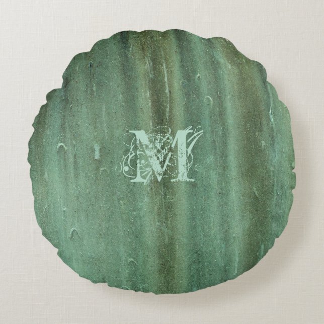 Verdigris Bronze Rundes Kissen (Vorderseite)