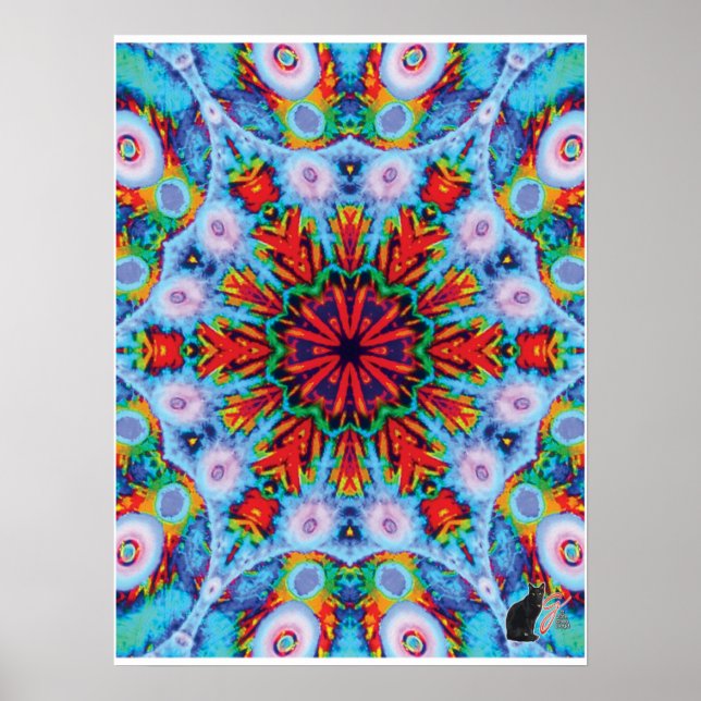 Verdigris Kinetic Collage Kaleidoscope Poster (Vorne)