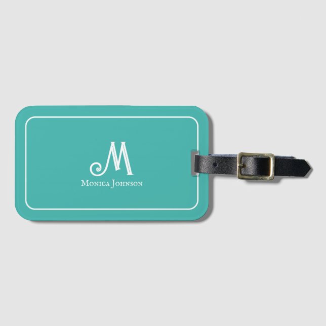 Verdigris-Name für Minimalistisches Monogramm Gepäckanhänger (Vorderseite (Horizontal))