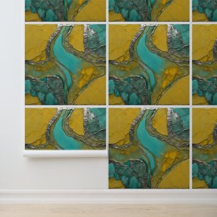 Verdigris & Tanzanit mit Metallisilber Tapete