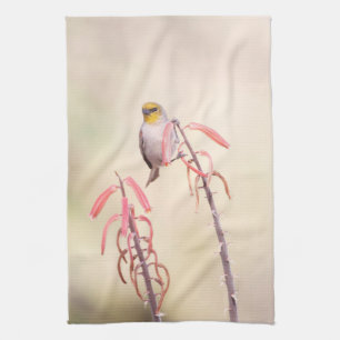 Verdin auf Penstemon sitzend Handtuch
