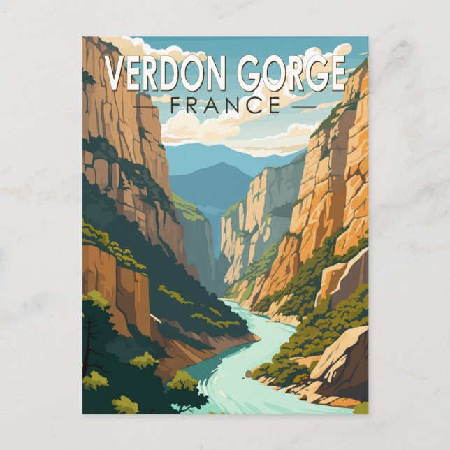 Verdon Gorge Frankreich Reisen Kunst Vintag Postkarte (Vorderseite)