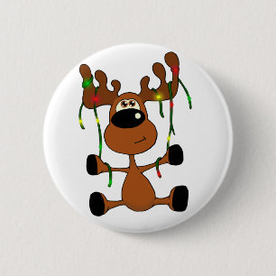 Verdrehte Weihnachtselche Button