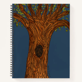 Verdrehter Baum mit blauem Hintergrund Notizbuch