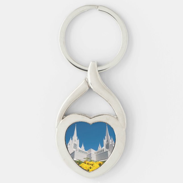 Verdrehter Herz-MetallSchlüsselanhänger-San Diego Schlüsselanhänger (Vorderseite)