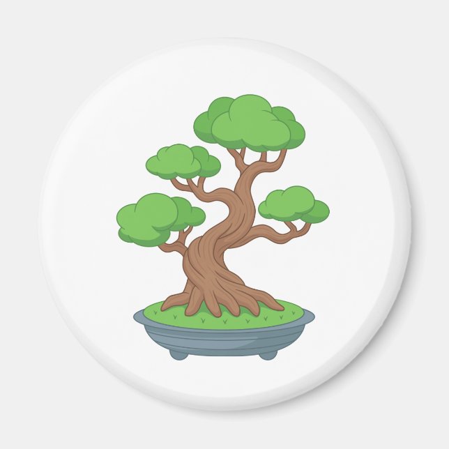 Verdrehter japanischer Bonsai-Baum Magnet (Vorne)