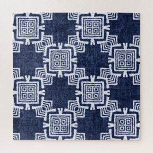 Verdrehtes indigo kariertes texturiertes Hintergru Puzzle