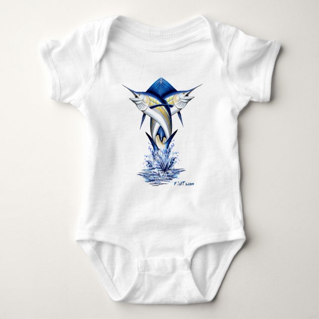 Verdrehtes Speerfisch-Springen Baby Strampler (Vorderseite)