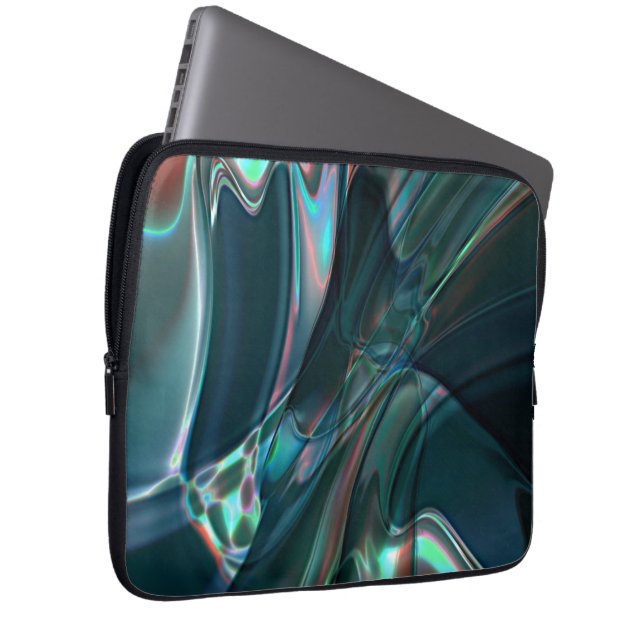 Verdrillte Kurven in dunklen Farbtönen zum Schweig Laptopschutzhülle (Vorne Rechts)