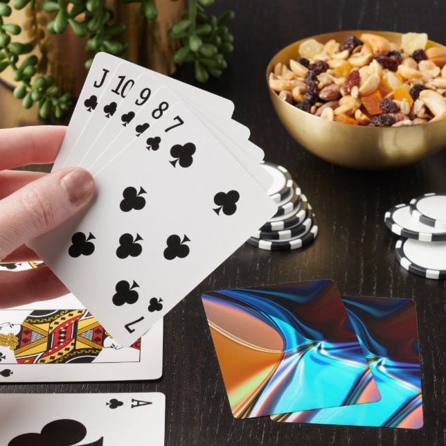 Verdrillte Kurven in nickelblau und Acrylorange Spielkarten (In Situ)