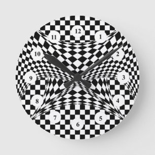 Verdrillte Schachbretter (C Face) von Kenneth Yonc Runde Wanduhr
