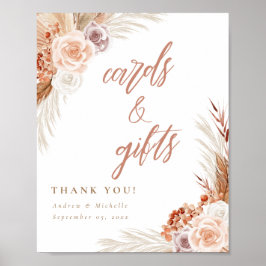 Verdünnte Rose Pampas Terracotta Boho Card & Gesch Poster