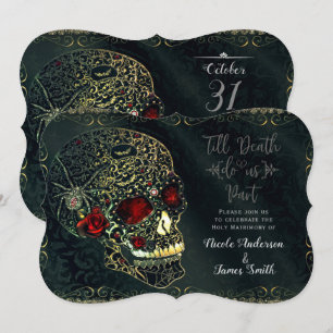 Veredelter Spinnenschädel & Rosen Glam Gothic Hoch Einladung