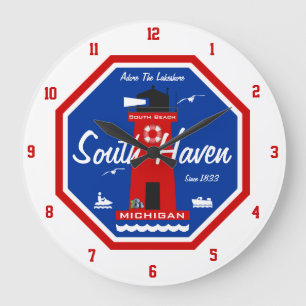 Verehren Sie den Lakeshore - Südhafen, MI Große Wanduhr