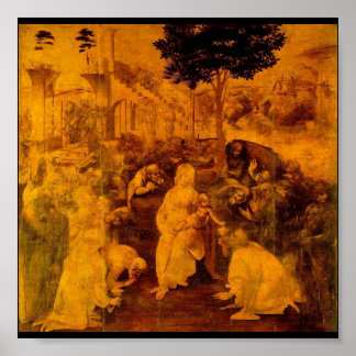 Verehrung der Magi durch Leonardo Da Vinci Poster