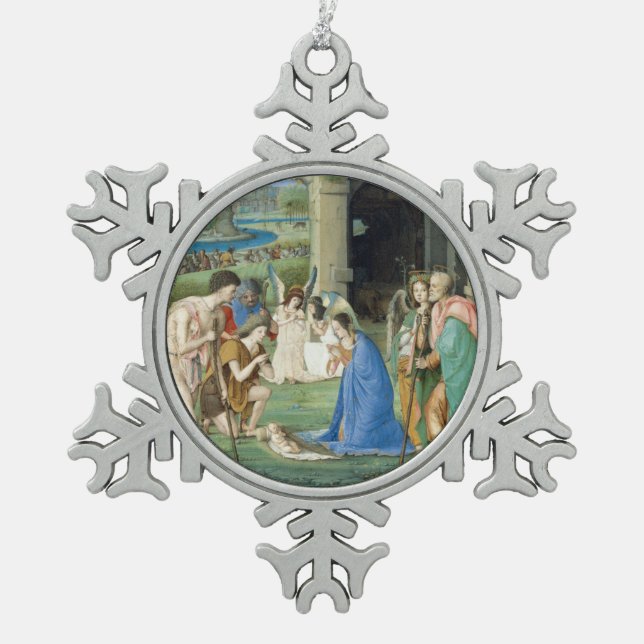 Verehrung der Schäfer, circa 1500 Schneeflocken Zinn-Ornament (Vorderseite)