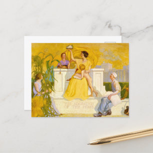 Verehrung der Zuhause durch Grant Wood Feiertagspostkarte