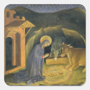 Verehrung des Magi Altarpiece; links Handpredel Quadratischer Aufkleber