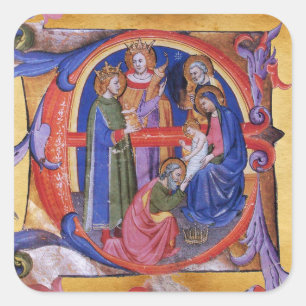 VEREHRUNG DES WEISE-WEIHNACHTSGeburt Quadratischer Aufkleber