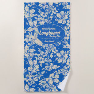 Verein, der Longboard Logo-Hibiskus-Aloha Blau Strandtuch