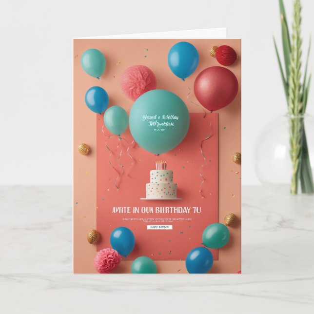 vereinfachte Geburtstagsaufforderung Einladung (Vorderseite)