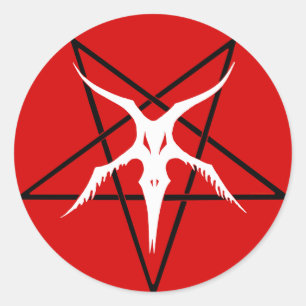 Vereinfachter Baphomet Pentagram - Rot Runder Aufkleber