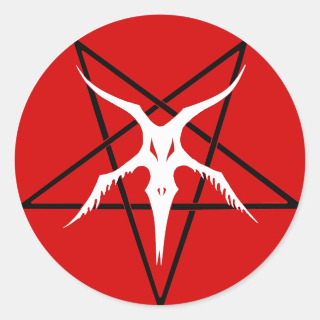 Vereinfachtes Baphomet Pentagram - rot Runder Aufkleber (Vorderseite)
