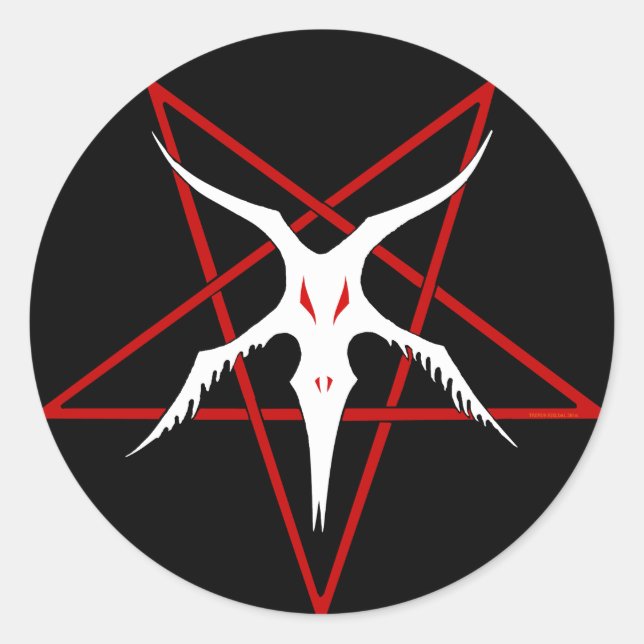 Vereinfachtes Baphomet Pentagram - Schwarz Runder Aufkleber (Vorderseite)