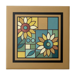 Vereinfachtes Sonnenblumenmosaik Fliese