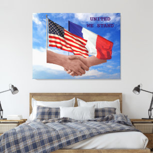 Vereinigt stehen wir USA u. Frankreich Leinwanddruck