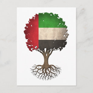 Vereinigte Arabische Emirate Flagge Baum des Leben Postkarte