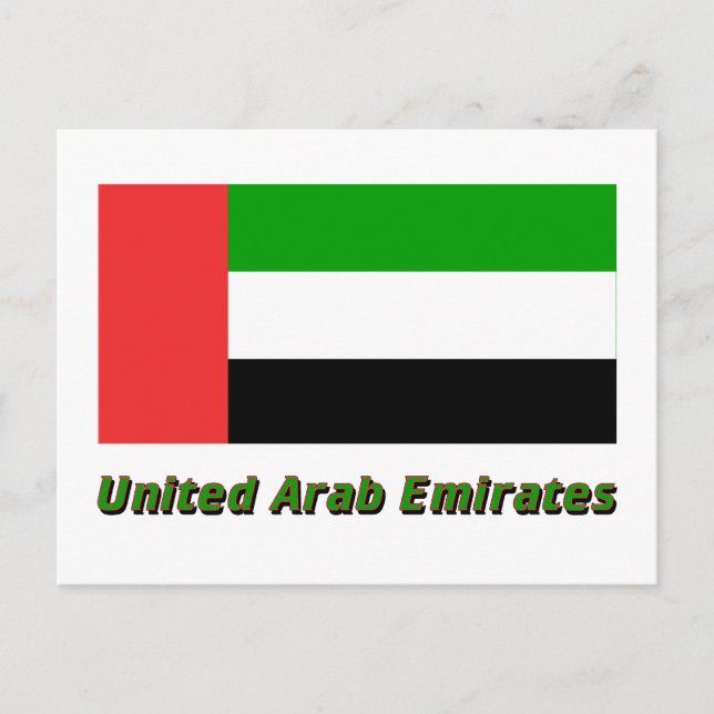 Vereinigte Arabische Emirate Flaggen mit Namen Postkarte (Vorderseite)