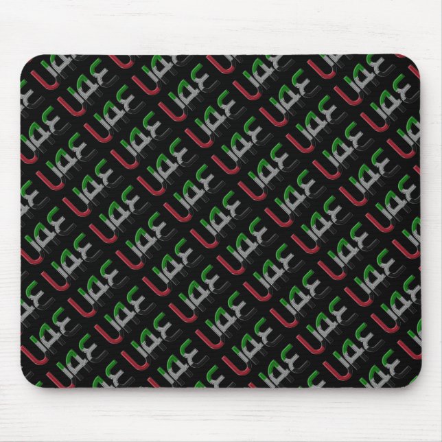 Vereinigte Arabische Emirate Flaggenfarben Typogra Mousepad (Vorne)