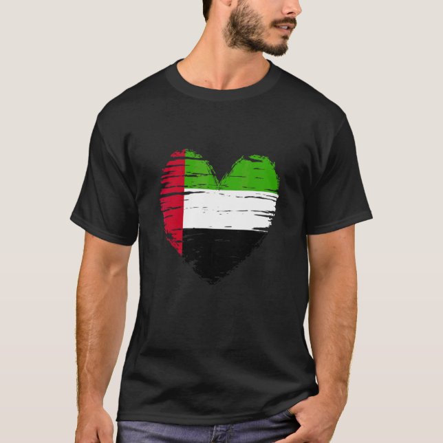 Vereinigte Arabische Emirate Heart Emirati Flag Em T-Shirt (Vorderseite)