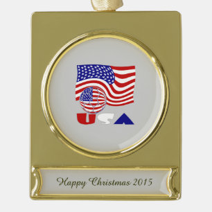 Vereinigte Staaten Amerika-Flagge USA Fußball gold Banner-Ornament Gold