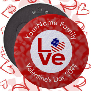 Vereinigte Staaten Amerika Rot LOVE Flagge Persona Button