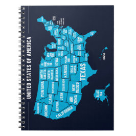 Vereinigte Staaten Karte Teal Minimales Design Notizblock
