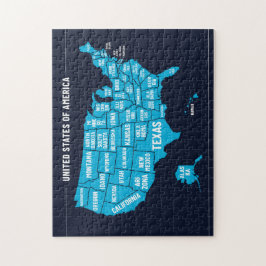 Vereinigte Staaten Karte Teal Minimales Design Puzzle