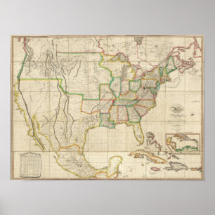 Vereinigte Staaten mit den benachbarten Briten Poster