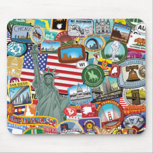 Vereinigte Staaten reisen Aufkleber-Muster Mousepad