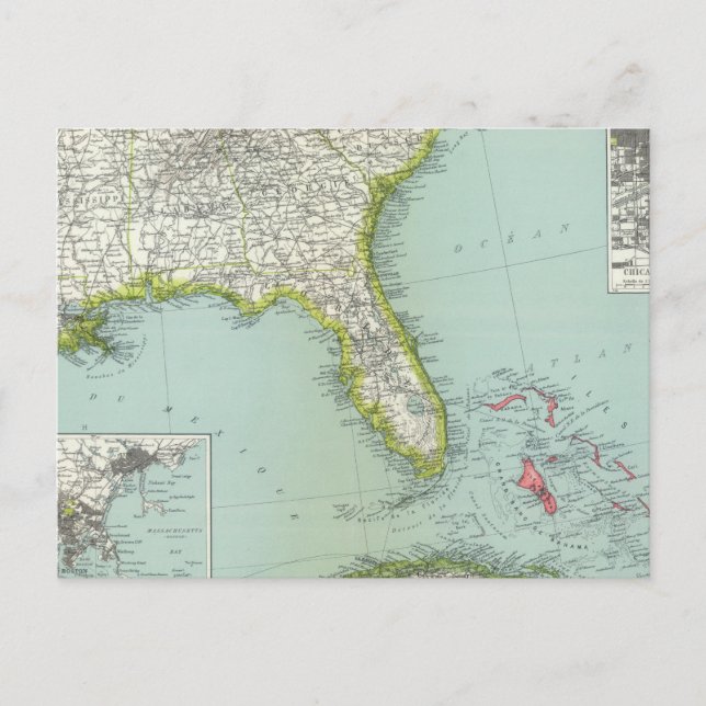 Vereinigte Staaten und Bahamas Postkarte (Vorderseite)