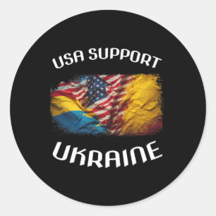Vereinigte Staaten unterstützen Ukraine Stand Usa  Runder Aufkleber