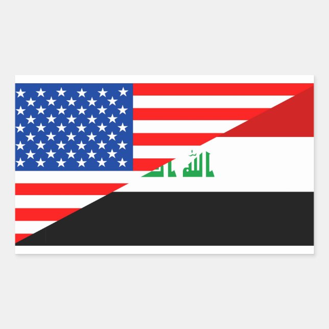 Vereinigte Staaten - USA Iraq Halbfahne Rechteckiger Aufkleber (Vorderseite)